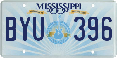 MS license plate BYU396