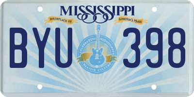 MS license plate BYU398