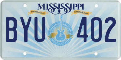 MS license plate BYU402