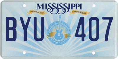 MS license plate BYU407
