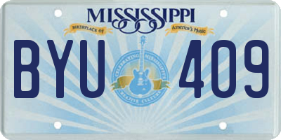 MS license plate BYU409