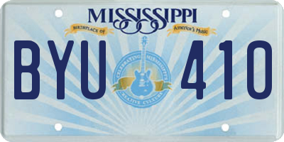 MS license plate BYU410