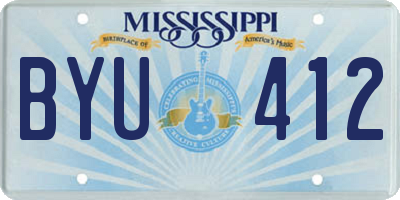 MS license plate BYU412