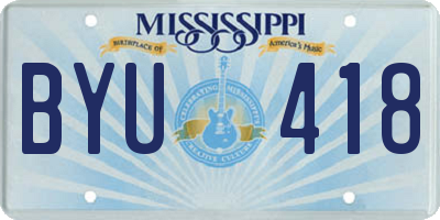 MS license plate BYU418