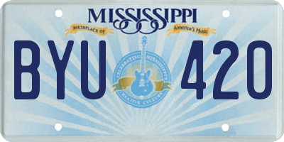 MS license plate BYU420