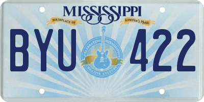 MS license plate BYU422