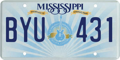 MS license plate BYU431