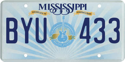 MS license plate BYU433