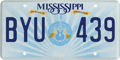 MS license plate BYU439