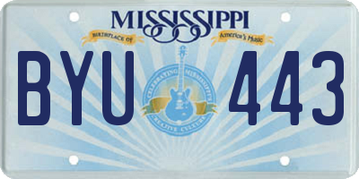 MS license plate BYU443