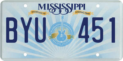 MS license plate BYU451