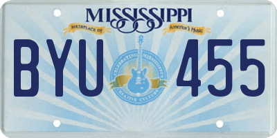 MS license plate BYU455
