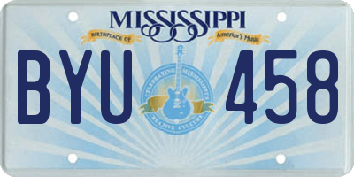 MS license plate BYU458