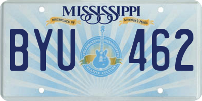 MS license plate BYU462