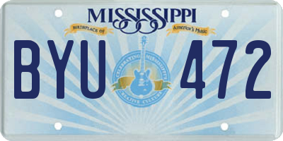 MS license plate BYU472