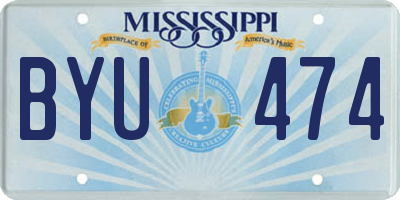 MS license plate BYU474