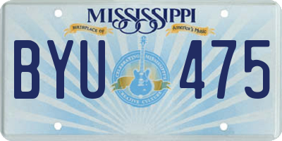 MS license plate BYU475