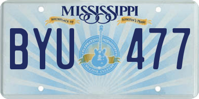 MS license plate BYU477