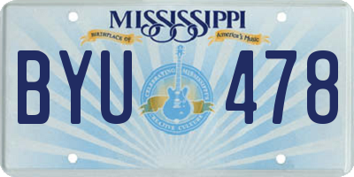 MS license plate BYU478