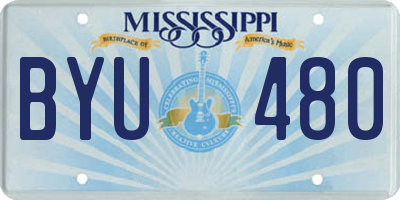 MS license plate BYU480