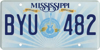 MS license plate BYU482