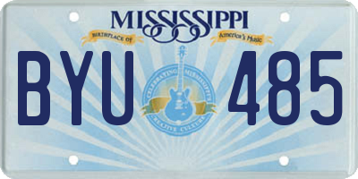 MS license plate BYU485