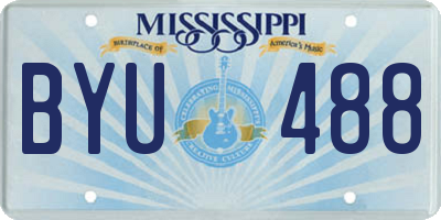 MS license plate BYU488