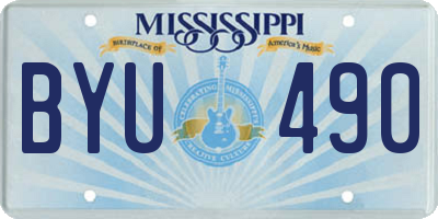 MS license plate BYU490