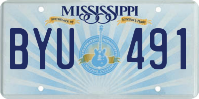 MS license plate BYU491
