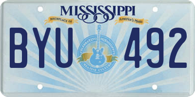 MS license plate BYU492