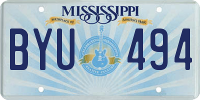 MS license plate BYU494