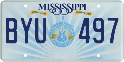 MS license plate BYU497