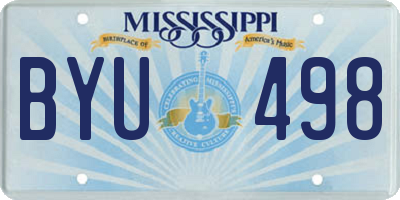 MS license plate BYU498