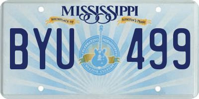 MS license plate BYU499