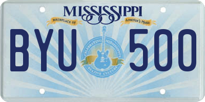 MS license plate BYU500