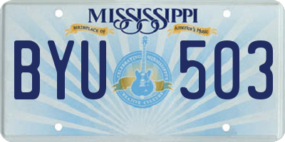 MS license plate BYU503
