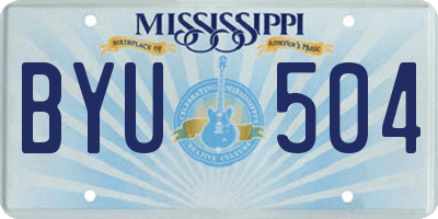 MS license plate BYU504