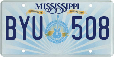 MS license plate BYU508