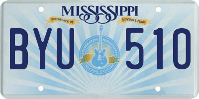 MS license plate BYU510
