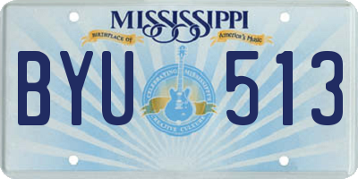 MS license plate BYU513