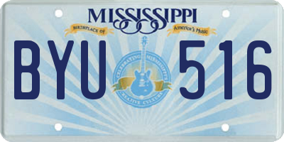 MS license plate BYU516