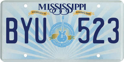 MS license plate BYU523