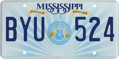MS license plate BYU524