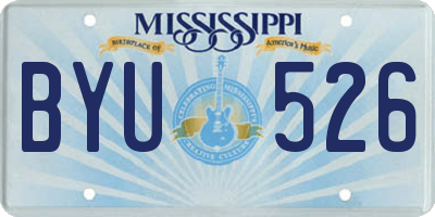 MS license plate BYU526