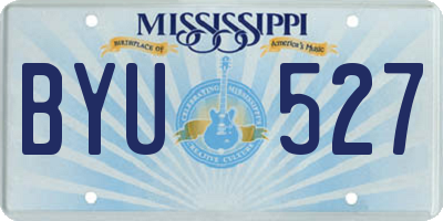 MS license plate BYU527