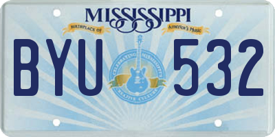 MS license plate BYU532