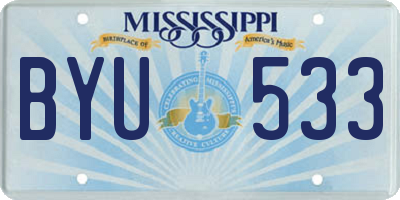 MS license plate BYU533