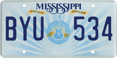 MS license plate BYU534