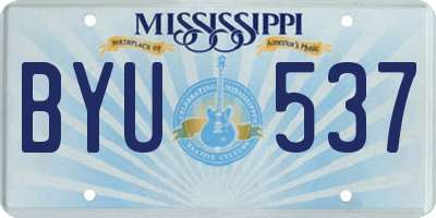 MS license plate BYU537