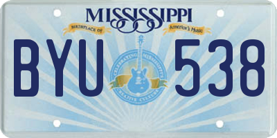 MS license plate BYU538